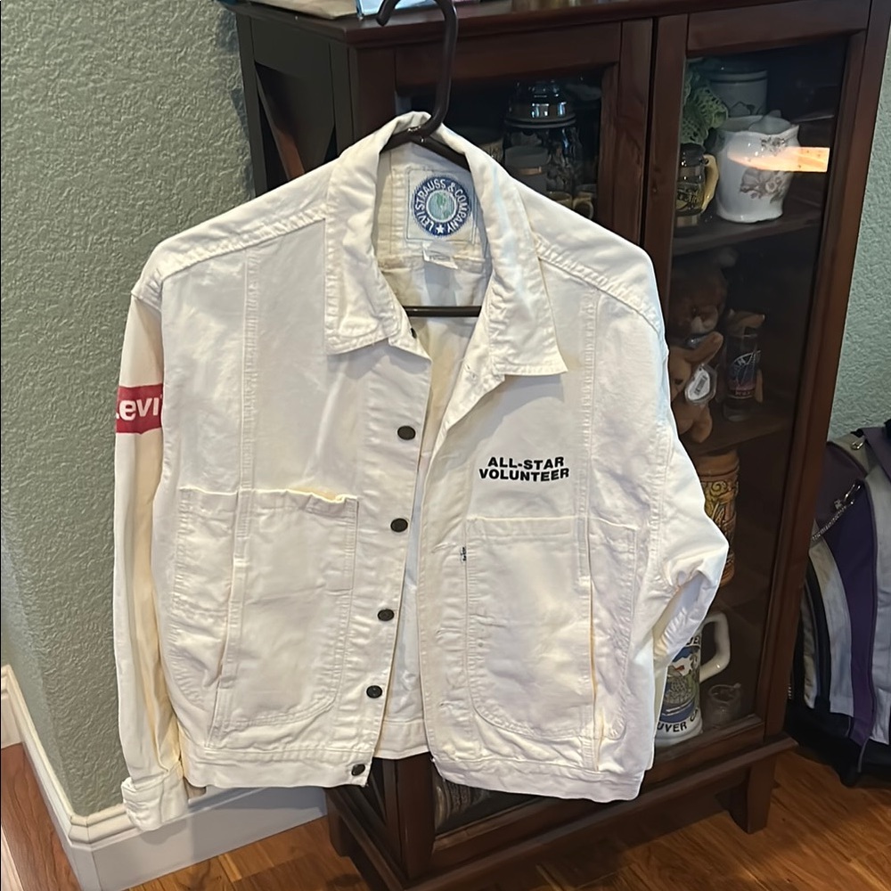 1987 Oakland A’s Levi's White Denim Jacket All Star Volunteer